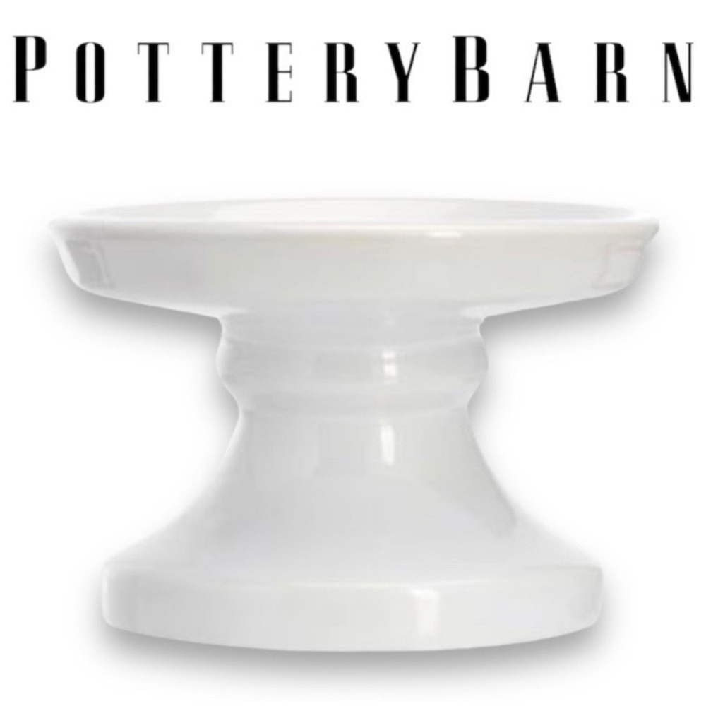 Pottery Barn Rhodes Round Ceramic Pedestal Multi Use Decor Stand White